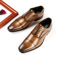 Men's Genuine Leather Pointed Toe Lace-Up Oxford Dress Shoes for Autumn/Winter Wedding Occasions