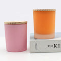 LANGXU 300ml Matte Candle Jars Pink and Orange 10oz Frosted Glass Straight Side Design Reasonable Price for Christmas