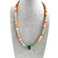 Dainty Turquoise Heishi Tube Necklace with Spiny Oyster beads