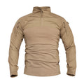 Custom logo Men's Tactical Shirt Camping Zipper Stand Collar Breathable Hiking  Long Sleeve T-shirts