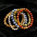 Gemstone Bracelet Bead Bracelets Zebra Jasper Stone Jade Round Custom Natural Striped Green Blue Serpentin Citrine Red Agate Red