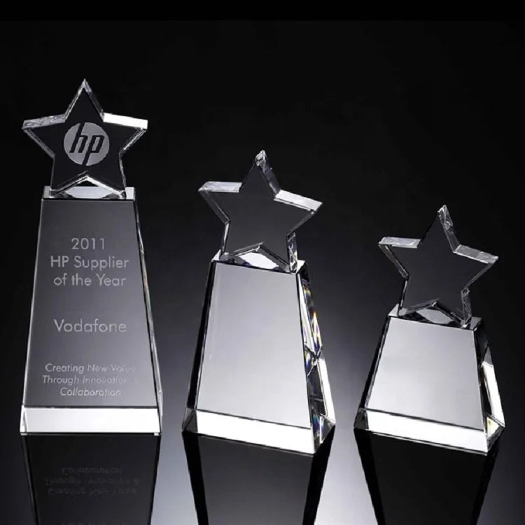 Crystal Plaque Custom Crystal Trophy Star Decorative Glass Award Sports Events Souvenirs Annual Meeting Awards Crystal Trophy