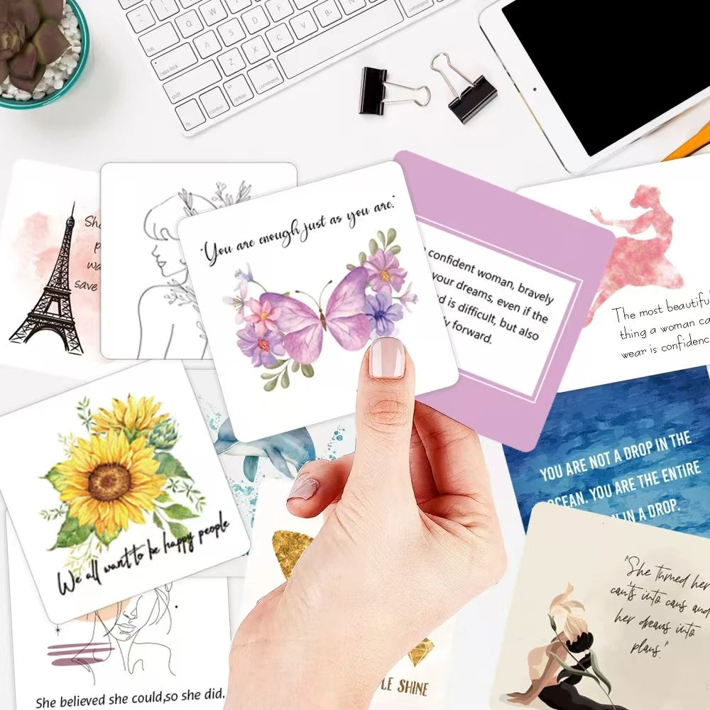 50 Encouragement Cards European and American Women's Greeting Cards Positive Ins Cartoon Inspirational Cards