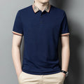 High Quality Men's Solid Silk Casual T-Shirt Quick Dry Breathable Floral Embroidered Short Sleeve Polyester/Cotton Knitted