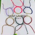 BM1112  Delicate Chic Tiny Little 18K Gold Twisted Round Bead Colorful Cord Macrame Bracelets for Women