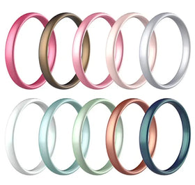 Metallic Color Hot Selling Thin Rings Silicone Wedding Band for Women