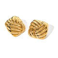J&D Jewelry 18K Pvd Gold Plated Stainless Steel Water Drop High Polish Stud Earrings Whirlpool Earrings Spiral Earrings