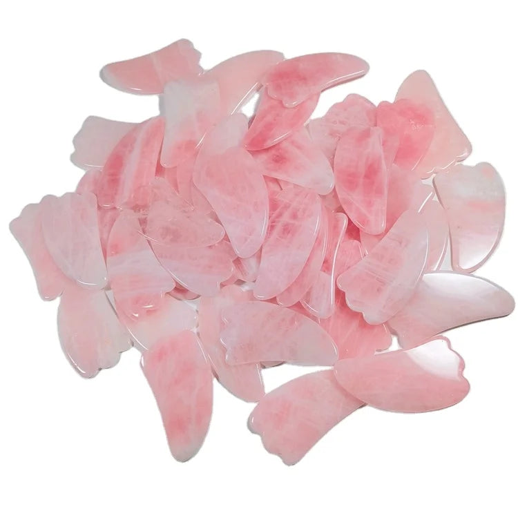 DIY Rose Quartz Jade Roller Gua Sha Set Amethyst Green Pink White Jade Heart Shaped Gua Sha Stone and Face Roller Crystal Guasha