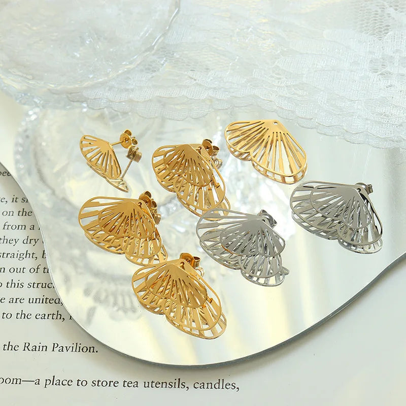 Creative Romantic 18k Gold Color Butterfly Stackable Stainless Steel Chic Stud Earrings Charm Jewelry Korean Women