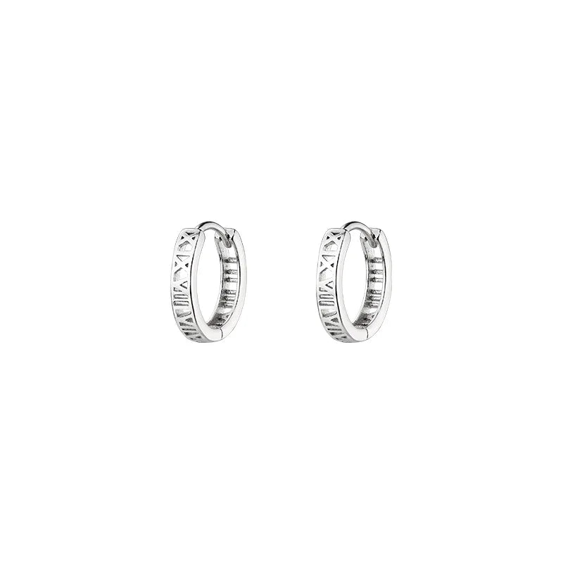 Reeti 925 Sterling Silver Roman Numerals Hoop Earrings for Women Animal Silver Jewelry Gifts Trendy
