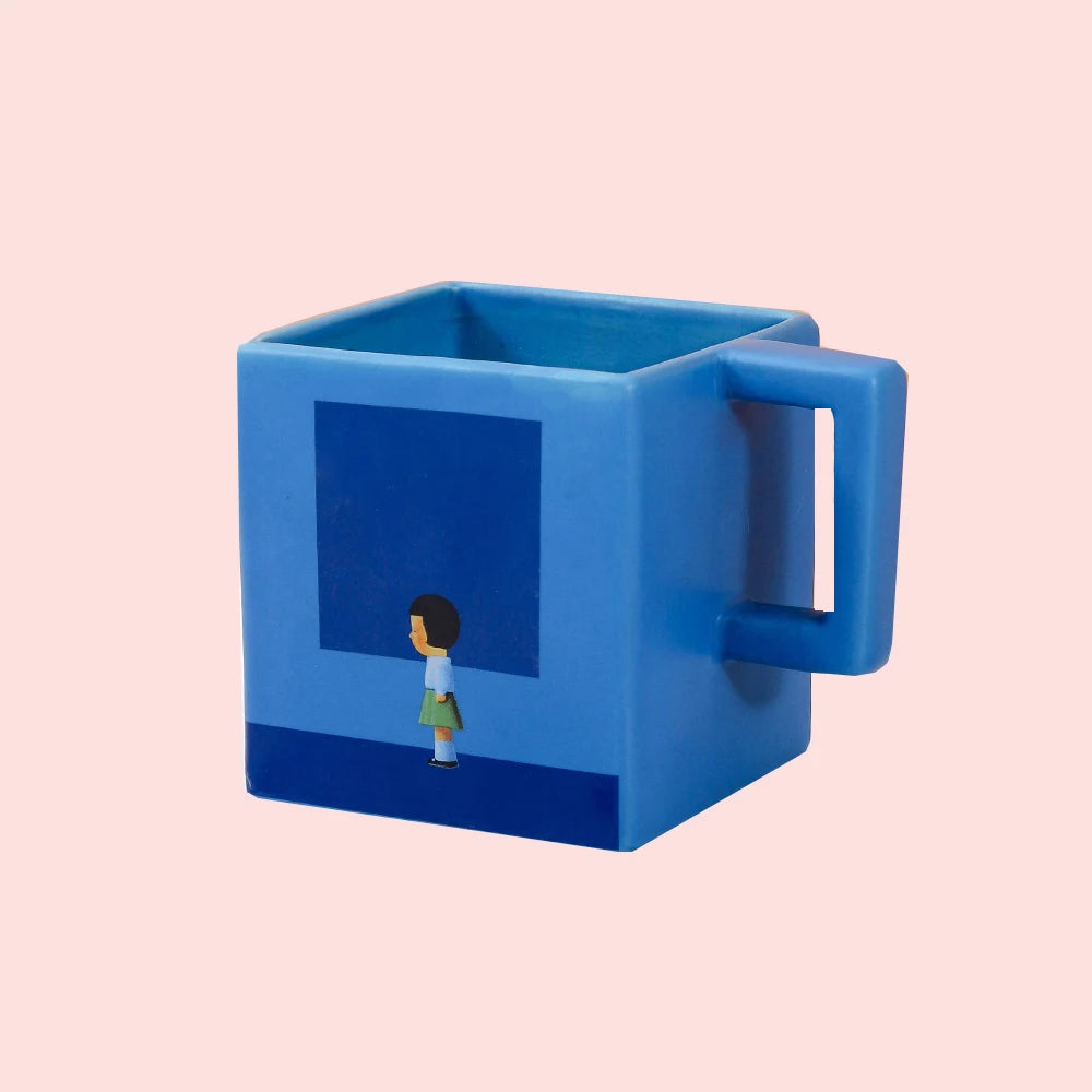 China Factory Mugs Cups Wholesale Custom Durable Quadrate Design Cartoon Promotional Gifts Ceramic Cup Coffee Milk Tea Mug