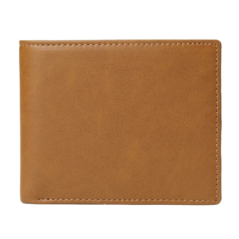 Vintage PU Men's Wallet RFID Blocking Brown PU Crazy Horse Leather Short Bifold Men Wallets for Boys