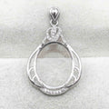 Sterling Silver 15*17mm Semi Mount Pendant Empty Frame Blank Support Setting S925 Base Holder Without Center Stone for DIY Inlay