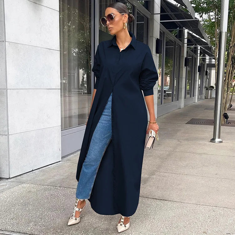 Fashionable Design Loose Casual Dresses Women Summer Long Shirt Dresses Women's Casual Shirt Dress