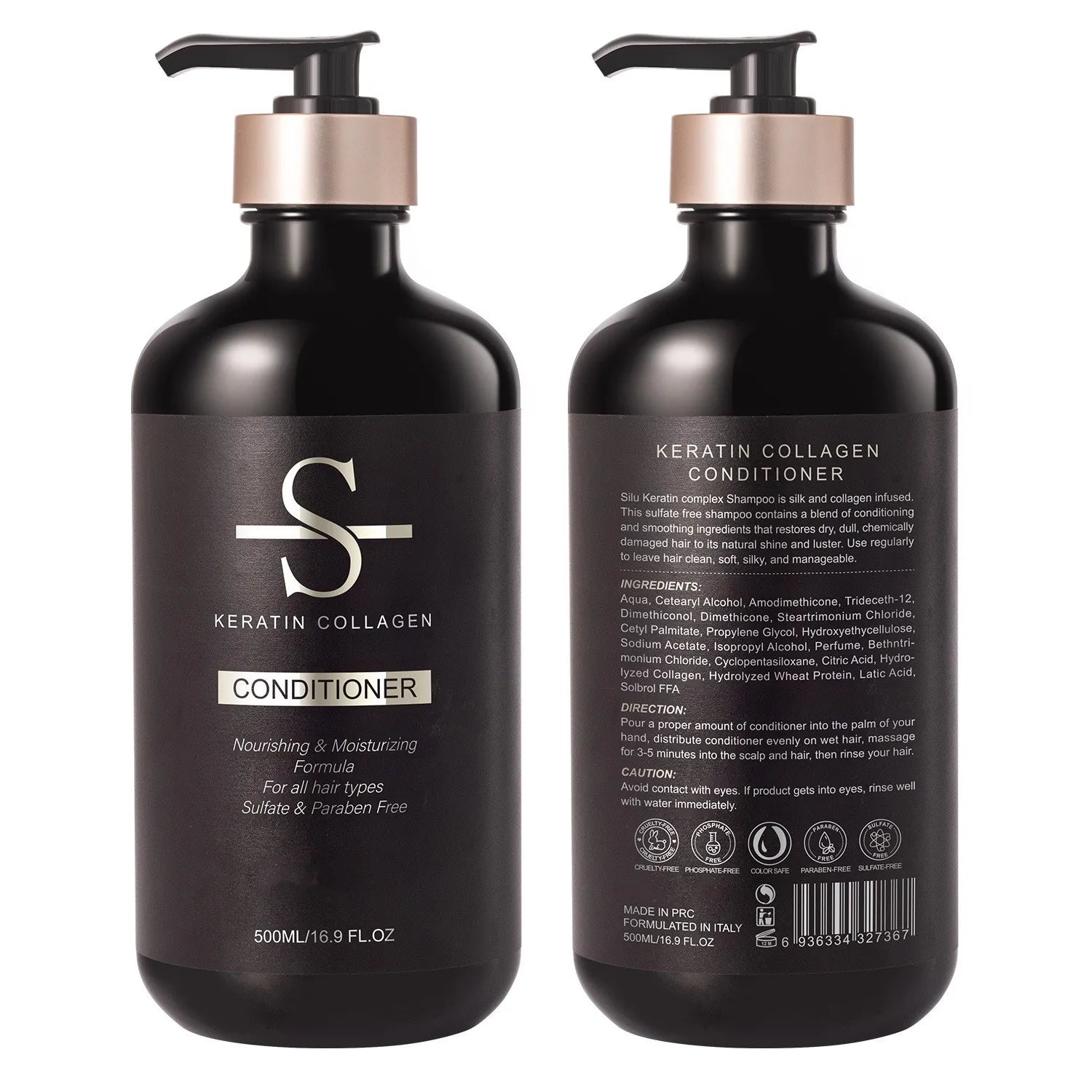 Organic Keratin Shampoo & Conditioner Gel 500ml Nourishing Smoothing Moisturizing Hair Treatment