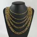 18K Gold Plated Stainless Steel Figaro Chain Necklace for Men Gift for Occasions