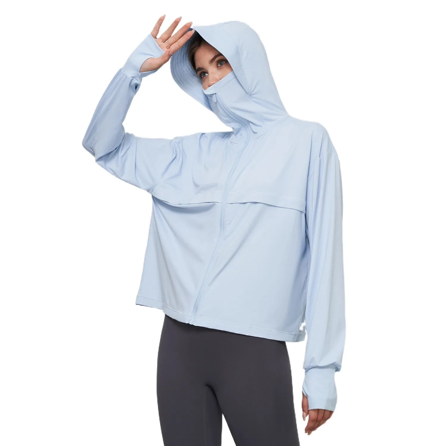 New Design Cool Yoga Coat Hooded Long and UV  Clothing Women's Summer Outdoor Quick Drying Fitness Top