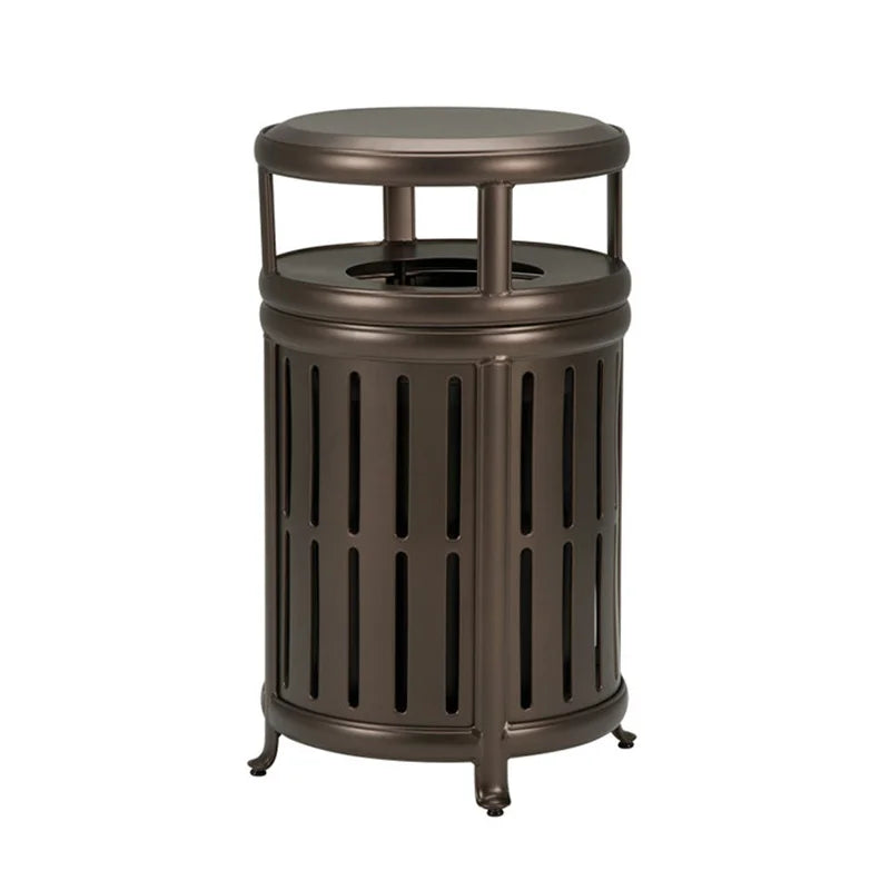 Outdoor Circular Slatted Steel Garbage Containers Trash Can Outside Park Metal Rubbish Litter Bin Commercial Recycle Waste Bin