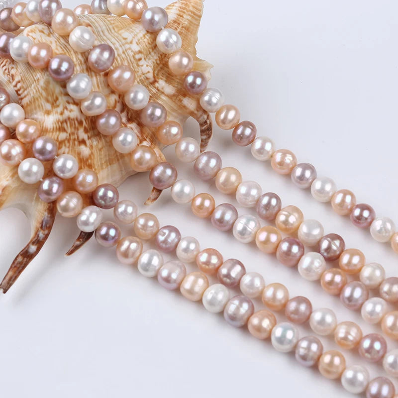 Wholesale Natural Multi 9-10mm Freshwater Potato Pearls Beads Strands