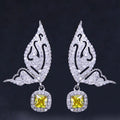New Trendy Dangling Silver Plated Big Yellow Cubic Zirconia Animal Lovely Cute Flying Butterfly Shaped Drop Earrings for Women