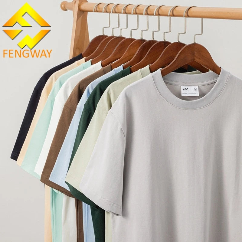 Manufacturer Wholesale Custom Summer Clothing for Men 100% Cotton 240g Drop Shoulder Solid Plus Size T-Shirt Customized Designs