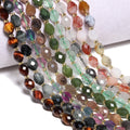 Natural Diamond Faceted Stone Beads Fluorite Tiger Eye Jade Ellipse Shape for DIY Bracelet & Necklace Jewelry Making