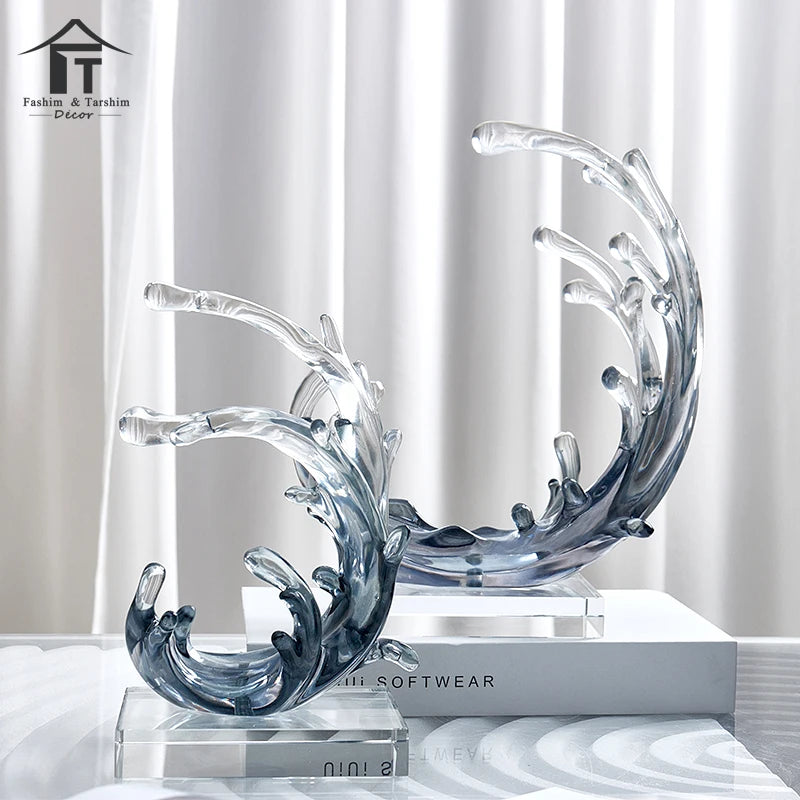 Modern Nordic Luxury Crystal Transparent Spray Resin Crafts Showpieces for Home Decoration