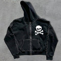 Custom Streetwear Drop Shoulder Boxy Black French Terry Cotton Zip up Vintage Heavyweigt Men Hoodies