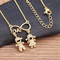 QIKU New Arrival Girl and Boy Infinity Love Pendant Copper Cubic Zircon Necklace Children Link Chain Jewelry Mother's Day Gift