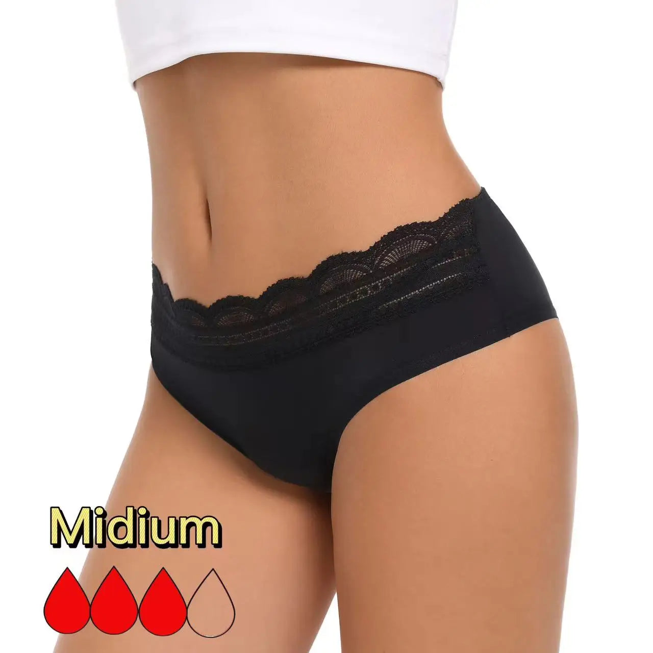 Wholesale 4 Layer Nylon Absorption Layer Underwear Washable Leak Proof Period Menstrual Panties With LaceThong for Women