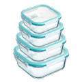 Glass Food Containers Lunch Box Multifunction Square Food Containers Glass Food Containers with Airtight Lock Lids