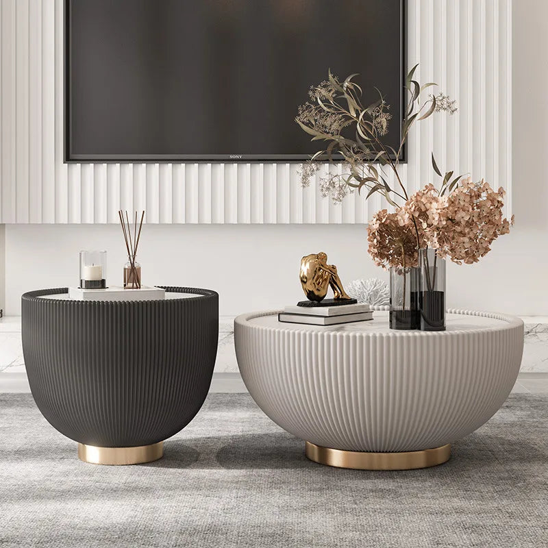 Nordic Style Rock Plate Coffee Table Luxury Modern Home & Hotel Use Small Apartment Size Creative High-End Sensation Combination