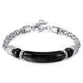 Natural Stone String Beads Stainless Steel Chain Bracelet Logo Customized Men's Titanium Steel Bracelet Glossy Jewellery for Men