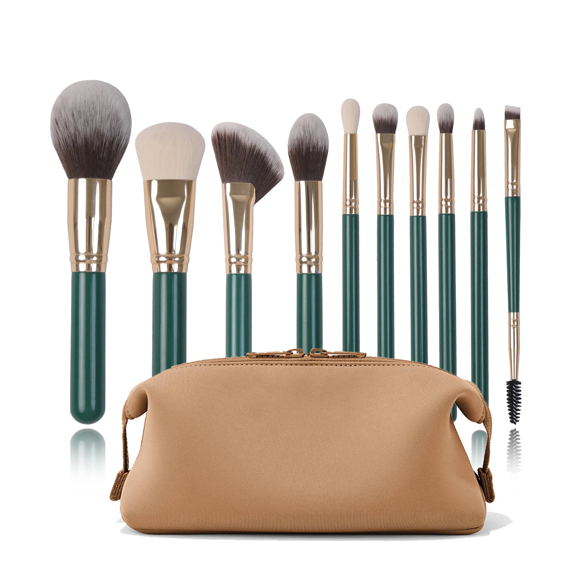 EMF Professional Cosmetic Makeup Brush Set Vegan Green Wood Handle Face Powder Foundation Make up Brushes Brochas De Maquillaje