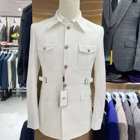 Latest Design White Men's Suits Blazers British Style Suit Casual Single Breasted Boutique Wedding Prom Tuxedo Groom Dress