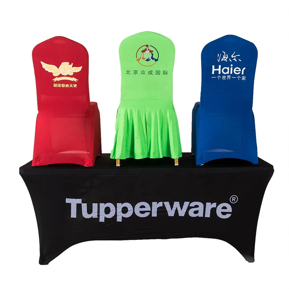 Sublimation Printed logo Fitted Stretch Spandex Table Cover Table Cloths
