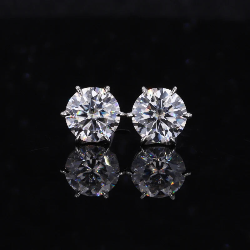 Starsgem Round Cut Moissanite Jewelry Gemstone DEF VVS Moissanite Stud Pt950 Platinum Earrings