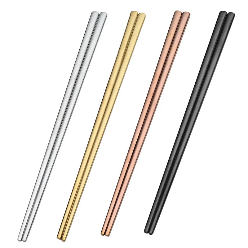 Custom Eco-Friendly Stainless Steel Flat Chopsticks Korean Colorful Design Modern Luxury Custom Logo for Wedding Gift