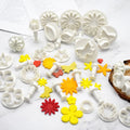 33PCS Fondant Cookie Plunger Cutter Sugarcraft Flower Leaf Butterfly Heart Shape Cake Decorating Mold DIY Tools