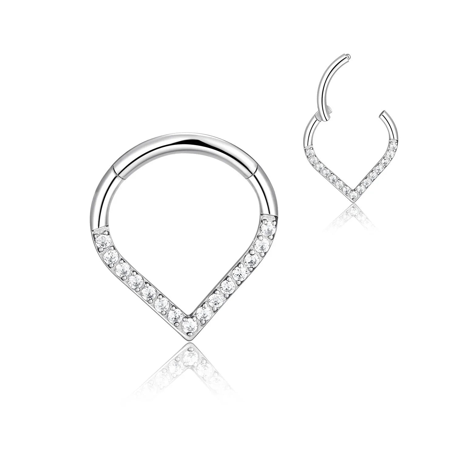 Wholesale Titanium Nose Ring Piercing Allergy Prevention 316L Stainless Steel G23 Body Piercing Jewelry Heart Waterdrop