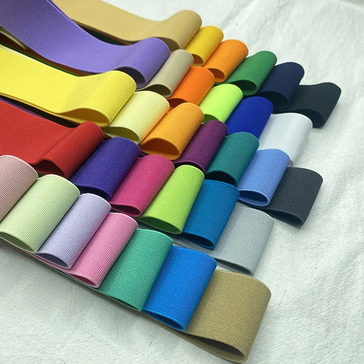 140colors Golden Supplier Good Price Knitted Elastic Woven Band 1.0-6.0cm Color Plain Elastic Band