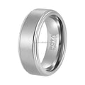 POYA 8mm Tungsten Wedding Ring Vintage Style Silver Plated Stepped Edges for Engagement & Gift