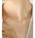 2023 Fashion New Stainless Steel 18K Gold Texture Light Luxury Exquisite Simple Splicing Choker Necklace Spot Wholesale