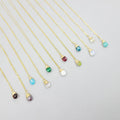 Minimalist Gemstone Healing Crystals Pendant Jewelry Delicate Wire Wrapped Faceted Drop Birthstone Zodiac Necklaces