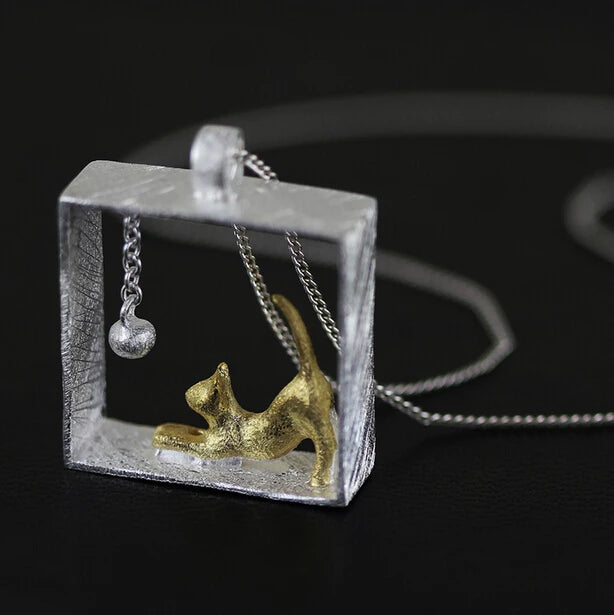 Wholesale New Fashion 925 Silver Cat Animal Necklace Vintage Link Chain for Women for Wedding & Engagement