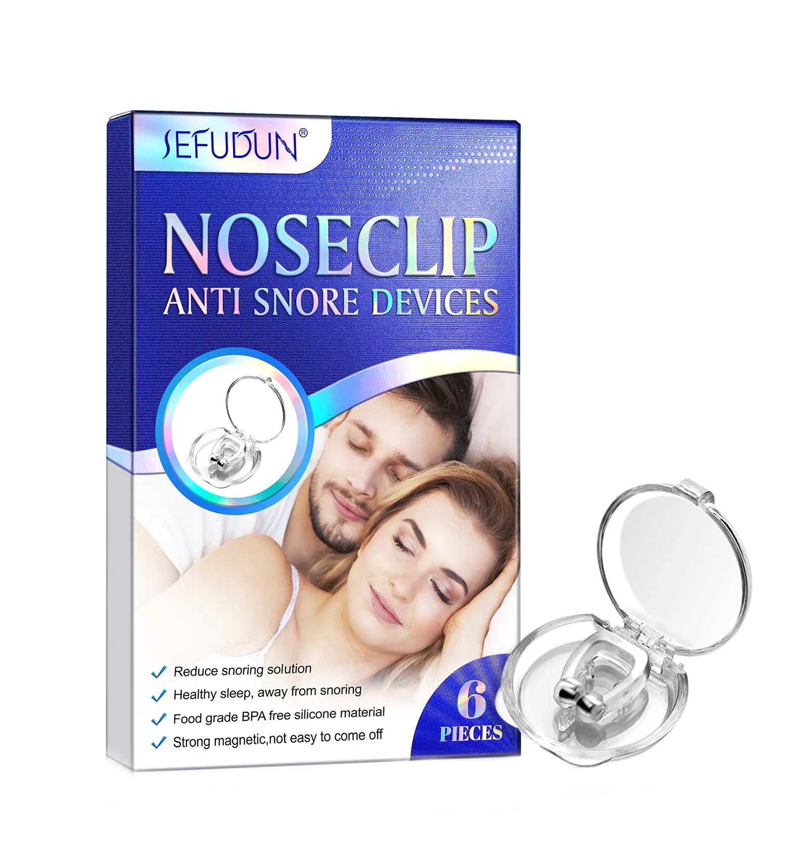 SEFUDUN Private Label Silicone Anti Snoring Device Wholesale Custom Magnetic Stop Snore Nose Clip for Good Breathing