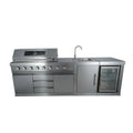 Hyxion Outdoor Kitchen Series 3-Piece Stainless Steel Sink Cabinet with Wine Cabinet for Gas BBQ Grills