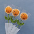O-C003 Handmade Knitting Flowers Lovely Sunflower Crochet Home Office Car Decoration Crochet Flowers Bouquet Accessories