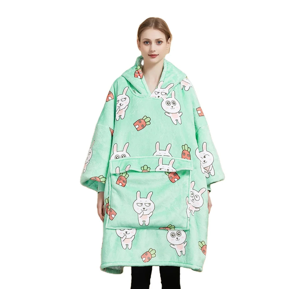 Factory Custom Luminous Sherpa Blanket Hoodie Oversized Star Wearable Glow in the Dark Hoodie Blanket Kids