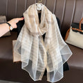 New Fashion Striped Pattern Imitation Silk Scarf Wrap Ladies Thin Soft Silk Beach Shawl Plain 80*190CM Silk Shiny Scarves Hijabs